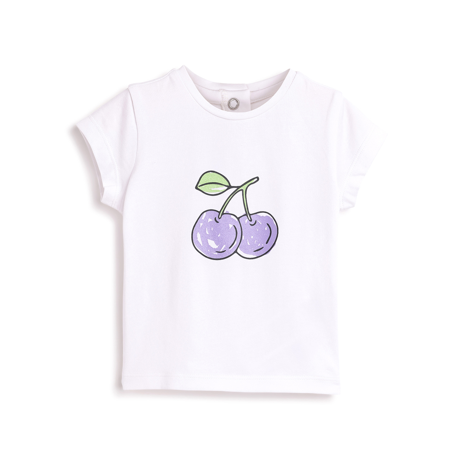 Girls Printed Short Sleeve T-Shirt-White